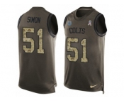 Men's Nike Indianapolis Colts #51 John Simon Limited Green Salute to Service Tank Top NFL Jersey