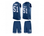 Men's Nike Indianapolis Colts #51 John Simon Limited Royal Blue Tank Top Suit NFL Jersey