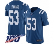Men's Nike Indianapolis Colts #53 Darius Leonard Royal Blue Team Color Vapor Untouchable Limited Player 100th Season NFL Jersey