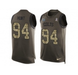 Men's Nike Indianapolis Colts #94 Margus Hunt Limited Green Salute to Service Tank Top NFL Jersey