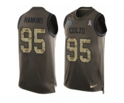 Men's Nike Indianapolis Colts #95 Johnathan Hankins Limited Green Salute to Service Tank Top NFL Jersey