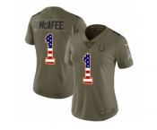 Women Nike Indianapolis Colts #1 Pat McAfee Limited Olive USA Flag 2017 Salute to Service NFL Jersey