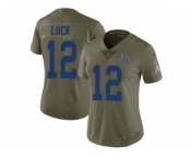 Women Nike Indianapolis Colts #12 Andrew Luck Olive Stitched NFL Limited 2017 Salute to Service Jersey