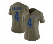 Women Nike Indianapolis Colts #4 Adam Vinatieri Olive Stitched NFL Limited 2017 Salute to Service Jersey