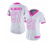 Women Nike Indianapolis Colts #67 Jeremy Vujnovich Limited White Pink Rush Fashion NFL Jersey