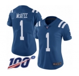 Women's Indianapolis Colts #1 Pat McAfee Limited Royal Blue Rush Vapor Untouchable 100th Season Football Jersey