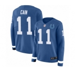 Women's Indianapolis Colts #11 Deon Cain Limited Blue Therma Long Sleeve Football Jersey