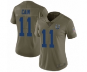 Women's Indianapolis Colts #11 Deon Cain Limited Olive 2017 Salute to Service Football Jersey