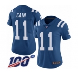 Women's Indianapolis Colts #11 Deon Cain Limited Royal Blue Rush Vapor Untouchable 100th Season Football Jersey