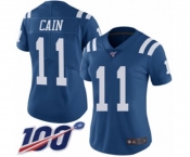 Women's Indianapolis Colts #11 Deon Cain Limited Royal Blue Rush Vapor Untouchable 100th Season Football Jersey