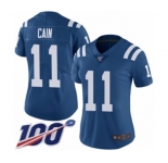 Women's Indianapolis Colts #11 Deon Cain Royal Blue Team Color Vapor Untouchable Limited Player 100th Season Football Jersey