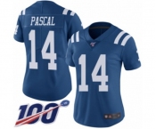 Women's Indianapolis Colts #14 Zach Pascal Limited Royal Blue Rush Vapor Untouchable 100th Season Football Jersey