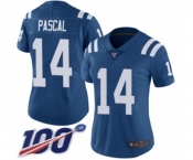 Women's Indianapolis Colts #14 Zach Pascal Royal Blue Team Color Vapor Untouchable Limited Player 100th Season Football Jersey