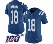 Women's Indianapolis Colts #18 Peyton Manning Royal Blue Team Color Vapor Untouchable Limited Player 100th Season Football Jersey