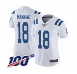 Women's Indianapolis Colts #18 Peyton Manning White Vapor Untouchable Limited Player 100th Season Football Jersey