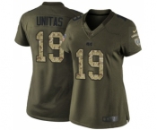 Women's Indianapolis Colts #19 Johnny Unitas Elite Green Salute to Service Football Jersey