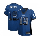 Women's Indianapolis Colts #19 Johnny Unitas Elite Royal Blue Drift Fashion Football Jersey