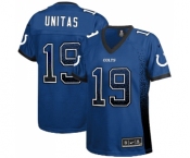 Women's Indianapolis Colts #19 Johnny Unitas Elite Royal Blue Drift Fashion Football Jersey