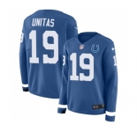 Women's Indianapolis Colts #19 Johnny Unitas Limited Blue Therma Long Sleeve Football Jersey