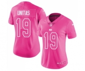 Women's Indianapolis Colts #19 Johnny Unitas Limited Pink Rush Fashion Football Jersey