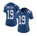 Women's Indianapolis Colts #19 Johnny Unitas Limited Royal Blue Rush Vapor Untouchable Football Jersey