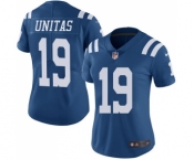 Women's Indianapolis Colts #19 Johnny Unitas Limited Royal Blue Rush Vapor Untouchable Football Jersey
