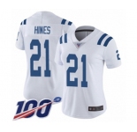 Women's Indianapolis Colts #21 Nyheim Hines White Vapor Untouchable Limited Player 100th Season Football Jersey