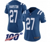Women's Indianapolis Colts #27 Nate Hairston Royal Blue Team Color Vapor Untouchable Limited Player 100th Season Football Jersey