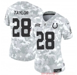 Women's Indianapolis Colts #28 Jonathan Taylor 2024 F.U.S.E Arctic Camo Salute To Service Limited Stitched Jersey