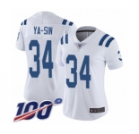 Women's Indianapolis Colts #34 Rock Ya-Sin White Vapor Untouchable Limited Player 100th Season Football Jersey