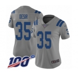 Women's Indianapolis Colts #35 Pierre Desir Limited Gray Inverted Legend 100th Season Football Jersey