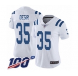 Women's Indianapolis Colts #35 Pierre Desir White Vapor Untouchable Limited Player 100th Season Football Jersey
