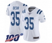 Women's Indianapolis Colts #35 Pierre Desir White Vapor Untouchable Limited Player 100th Season Football Jersey