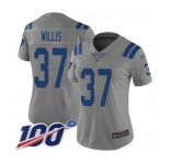 Women's Indianapolis Colts #37 Khari Willis Limited Gray Inverted Legend 100th Season Football Jersey
