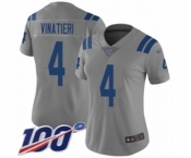 Women's Indianapolis Colts #4 Adam Vinatieri Limited Gray Inverted Legend 100th Season Football Jersey