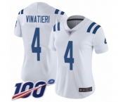 Women's Indianapolis Colts #4 Adam Vinatieri White Vapor Untouchable Limited Player 100th Season Football Jersey