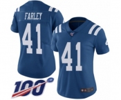 Women's Indianapolis Colts #41 Matthias Farley Limited Royal Blue Rush Vapor Untouchable 100th Season Football Jersey