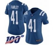Women's Indianapolis Colts #41 Matthias Farley Royal Blue Team Color Vapor Untouchable Limited Player 100th Season Football Jersey