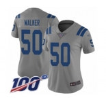 Women's Indianapolis Colts #50 Anthony Walker Limited Gray Inverted Legend 100th Season Football Jersey
