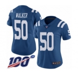 Women's Indianapolis Colts #50 Anthony Walker Limited Royal Blue Rush Vapor Untouchable 100th Season Football Jersey