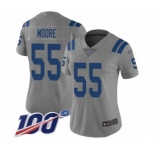 Women's Indianapolis Colts #55 Skai Moore Limited Gray Inverted Legend 100th Season Football Jersey