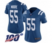 Women's Indianapolis Colts #55 Skai Moore Royal Blue Team Color Vapor Untouchable Limited Player 100th Season Football Jersey