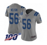 Women's Indianapolis Colts #56 Quenton Nelson Limited Gray Inverted Legend 100th Season Football Jersey