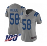 Women's Indianapolis Colts #58 Bobby Okereke Limited Gray Inverted Legend 100th Season Football Jersey