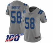 Women's Indianapolis Colts #58 Bobby Okereke Limited Gray Inverted Legend 100th Season Football Jersey