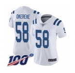 Women's Indianapolis Colts #58 Bobby Okereke White Vapor Untouchable Limited Player 100th Season Football Jersey