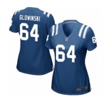 Women's Indianapolis Colts #64 Mark Glowinski Game Royal Blue Team Color Football Jersey