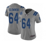 Women's Indianapolis Colts #64 Mark Glowinski Limited Gray Inverted Legend Football Jersey