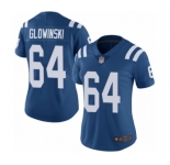 Women's Indianapolis Colts #64 Mark Glowinski Royal Blue Team Color Vapor Untouchable Limited Player Football Jersey