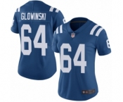 Women's Indianapolis Colts #64 Mark Glowinski Royal Blue Team Color Vapor Untouchable Limited Player Football Jersey
